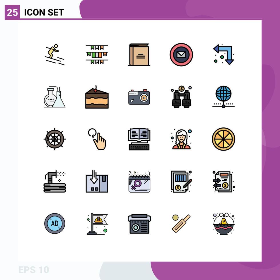 Set of 25 Modern UI Icons Symbols Signs for stamps ribbon irish mail open book Editable Vector Design Elements