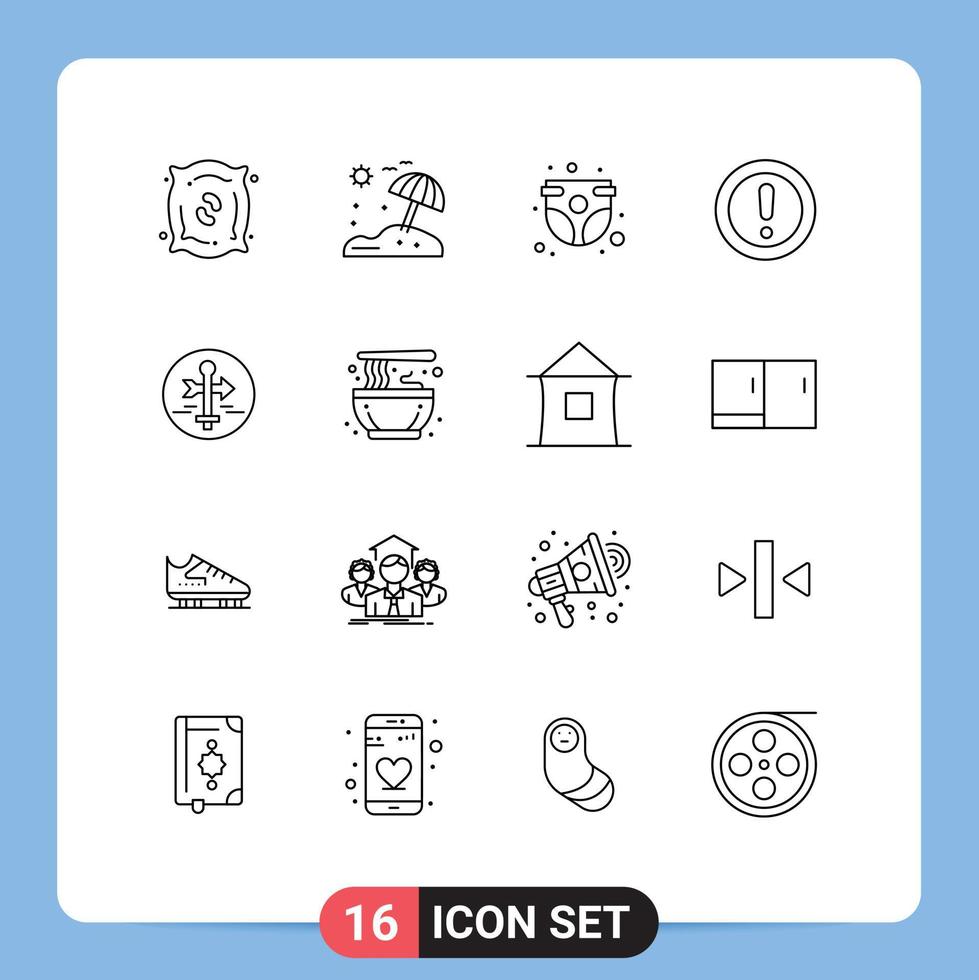 Mobile Interface Outline Set of 16 Pictograms of board question baby panty note about Editable Vector Design Elements