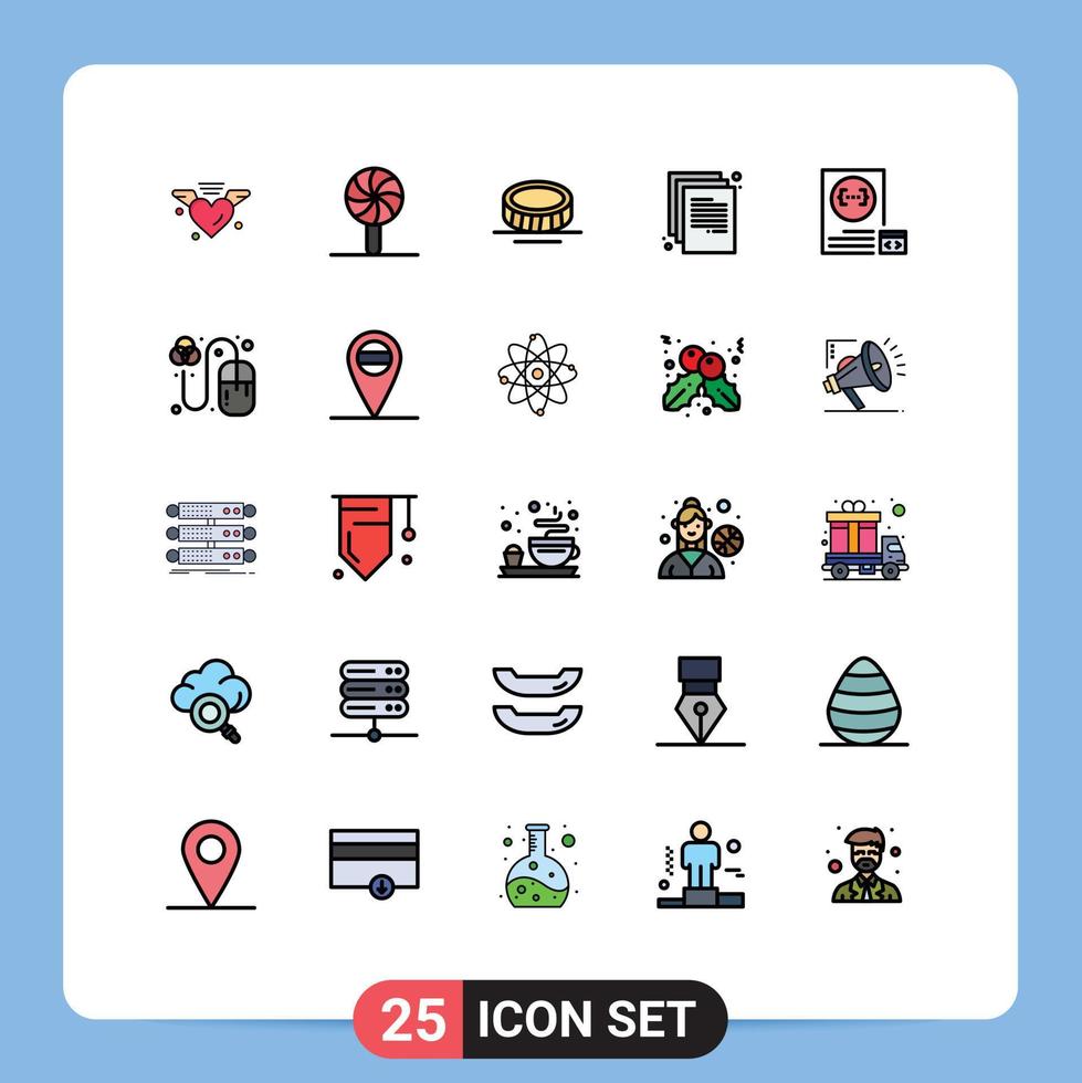 Stock Vector Icon Pack of 25 Line Signs and Symbols for develop app cash paper doc Editable Vector Design Elements