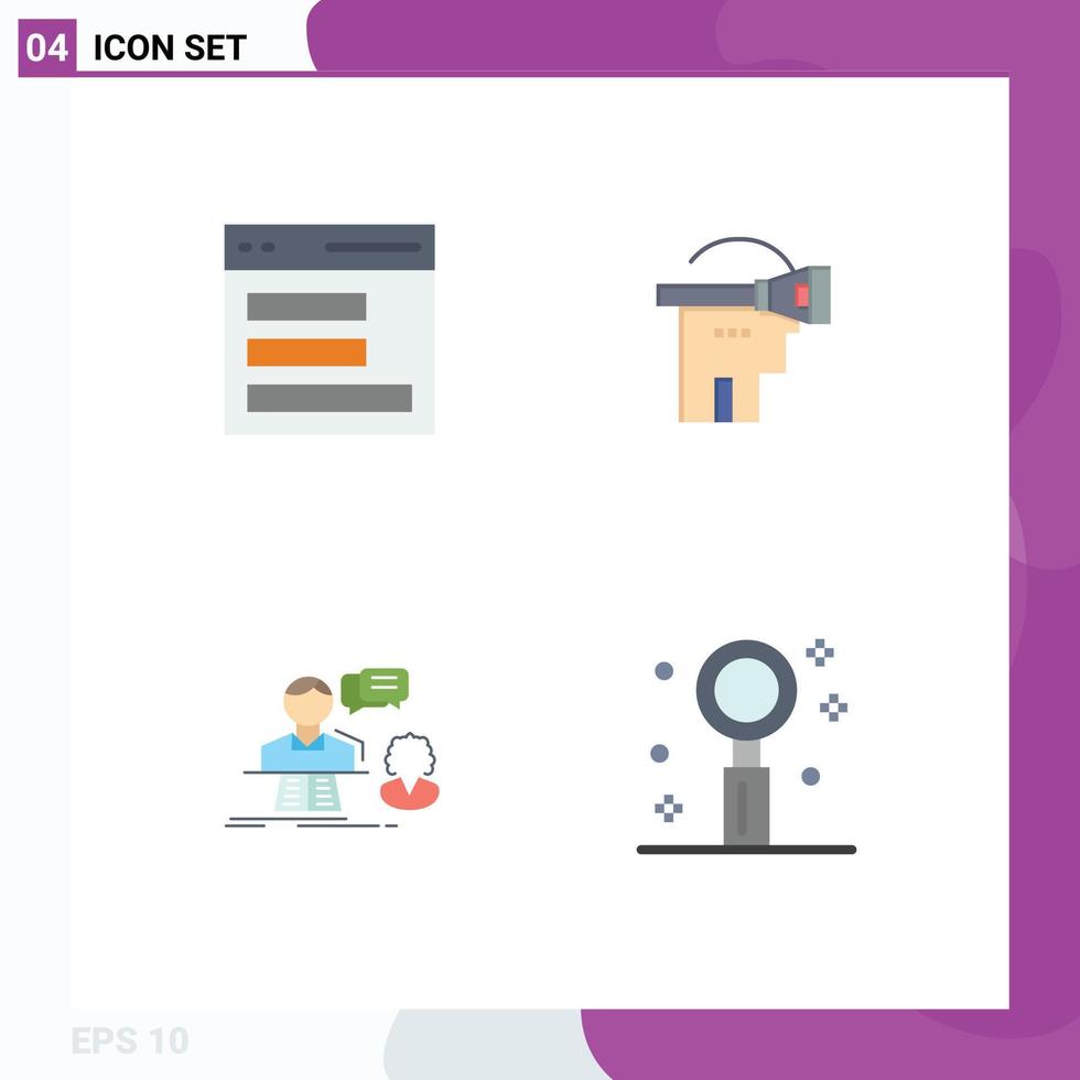 Editable Vector Line Pack of 4 Simple Flat Icons of communication chat user headset contact Editable Vector Design Elements