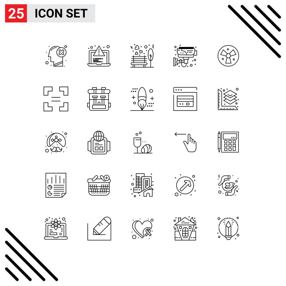 User Interface Pack of 25 Basic Lines of smart electronic web cctv park Editable Vector Design Elements