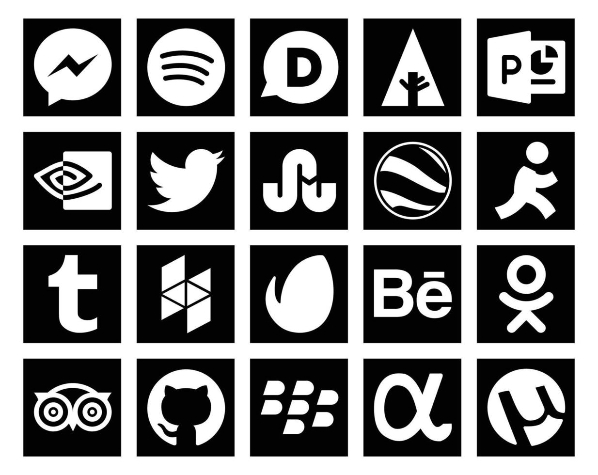 20 Social Media Icon Pack Including travel odnoklassniki stumbleupon behance houzz vector