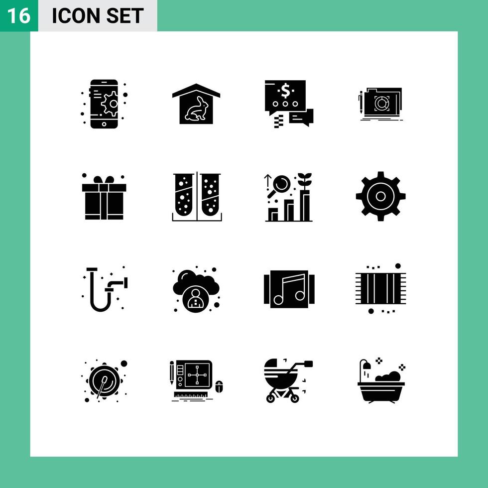 Universal Icon Symbols Group of 16 Modern Solid Glyphs of fathers day dad mail gift target Editable Vector Design Elements