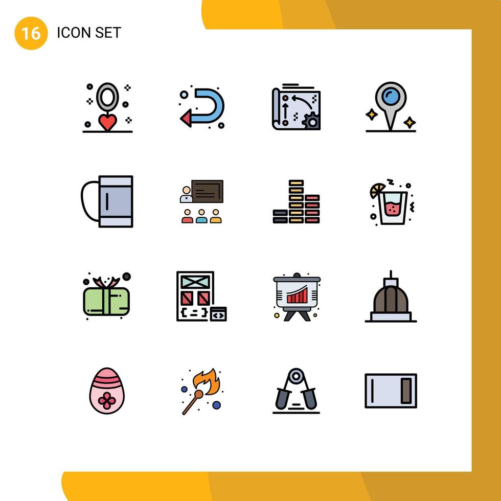 Stock Vector Icon Pack of 16 Line Signs and Symbols for bag location left map technology Editable Creative Vector Design Elements