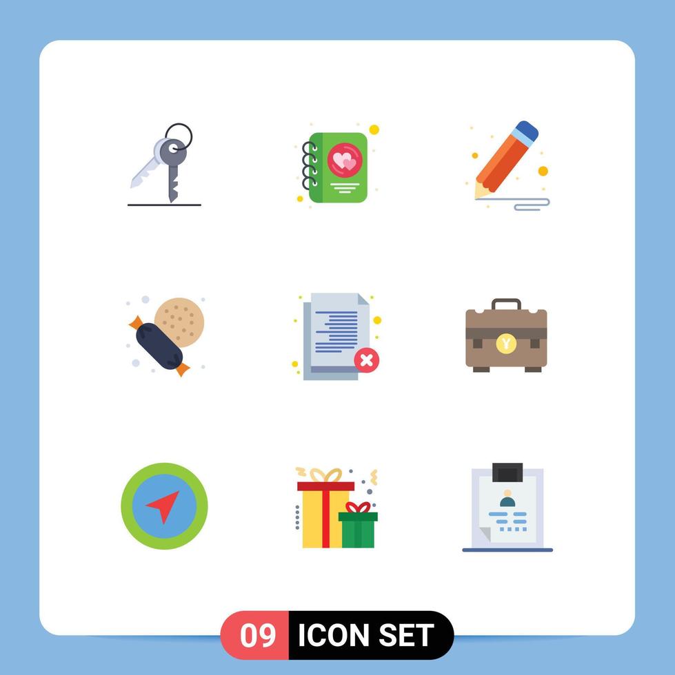 9 iconos creativos, signos y símbolos modernos de reclutamiento, cepillo de empleados, eliminar dulces elementos de diseño vectorial editables vector