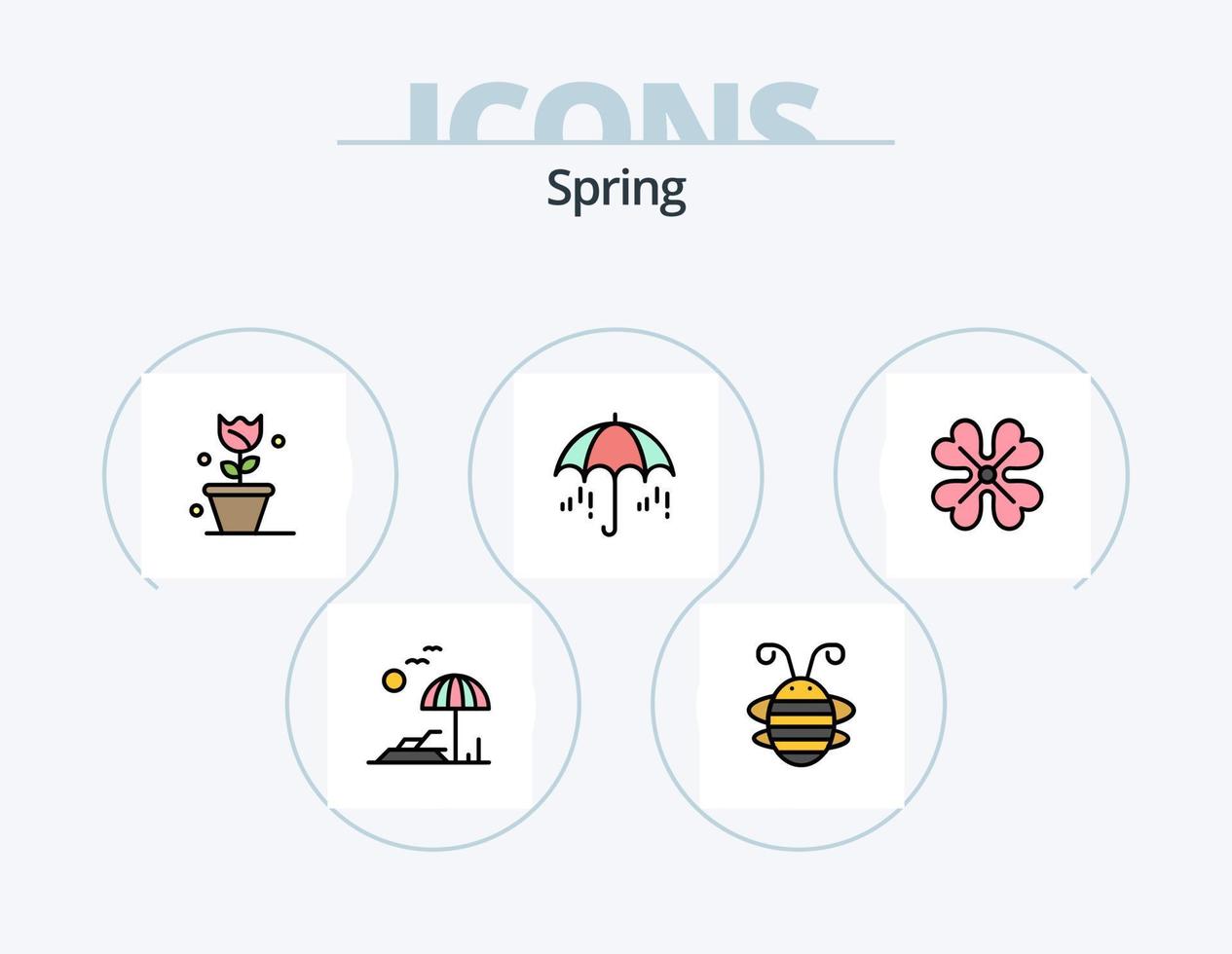 Spring Line Filled Icon Pack 5 Icon Design. easter. spring. temperature. view. galsses vector