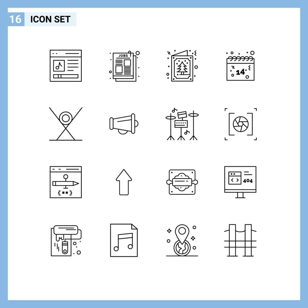 Set of 16 Vector Outlines on Grid for drink love job ad date invitation Editable Vector Design Elements