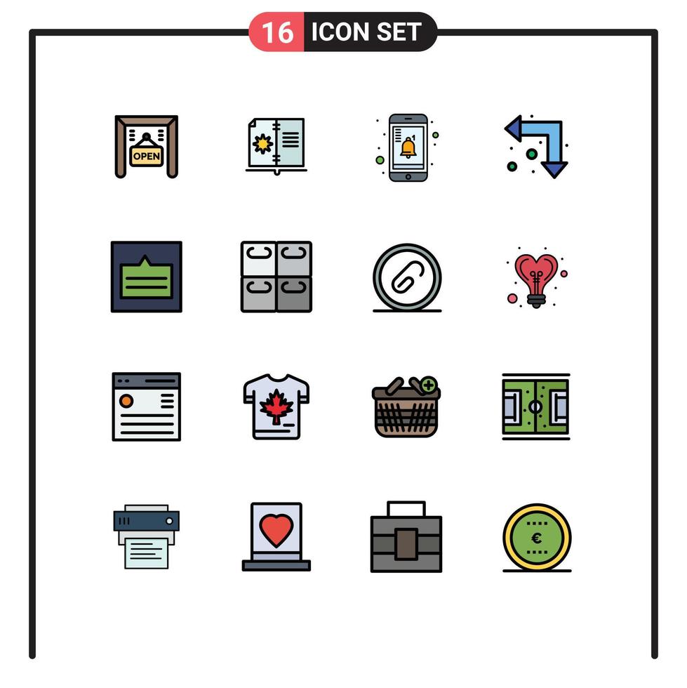 Set of 16 Modern UI Icons Symbols Signs for popup layout notification grid up left Editable Creative Vector Design Elements