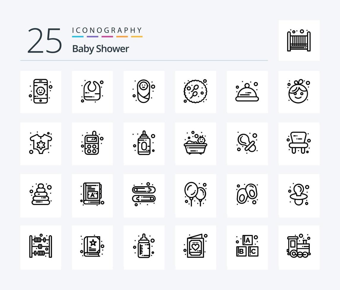 Baby Shower 25 Line icon pack including baby. hat. children. baby. sexual vector