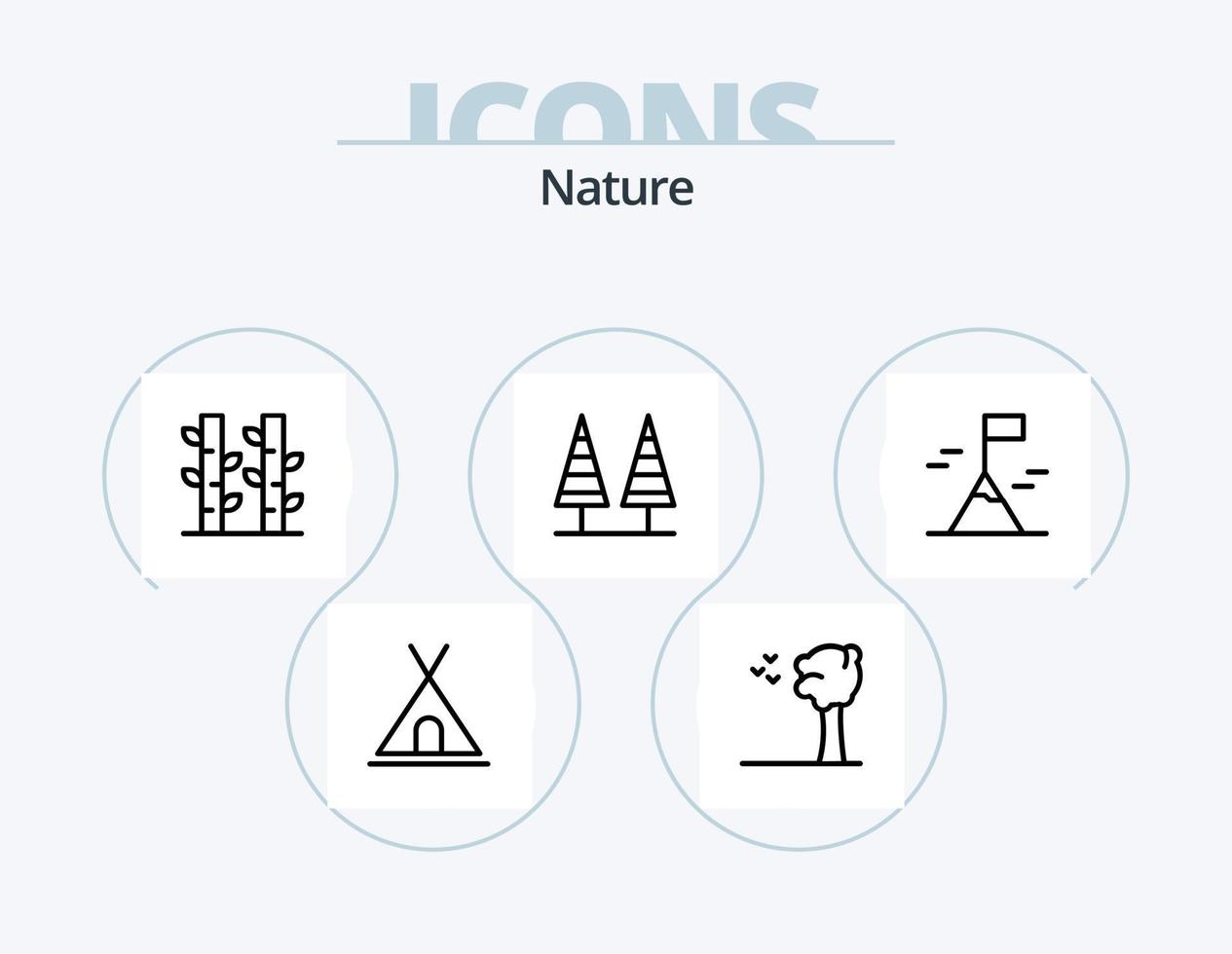 Nature Line Icon Pack 5 Icon Design. meter. mountains. nature. flag. village vector