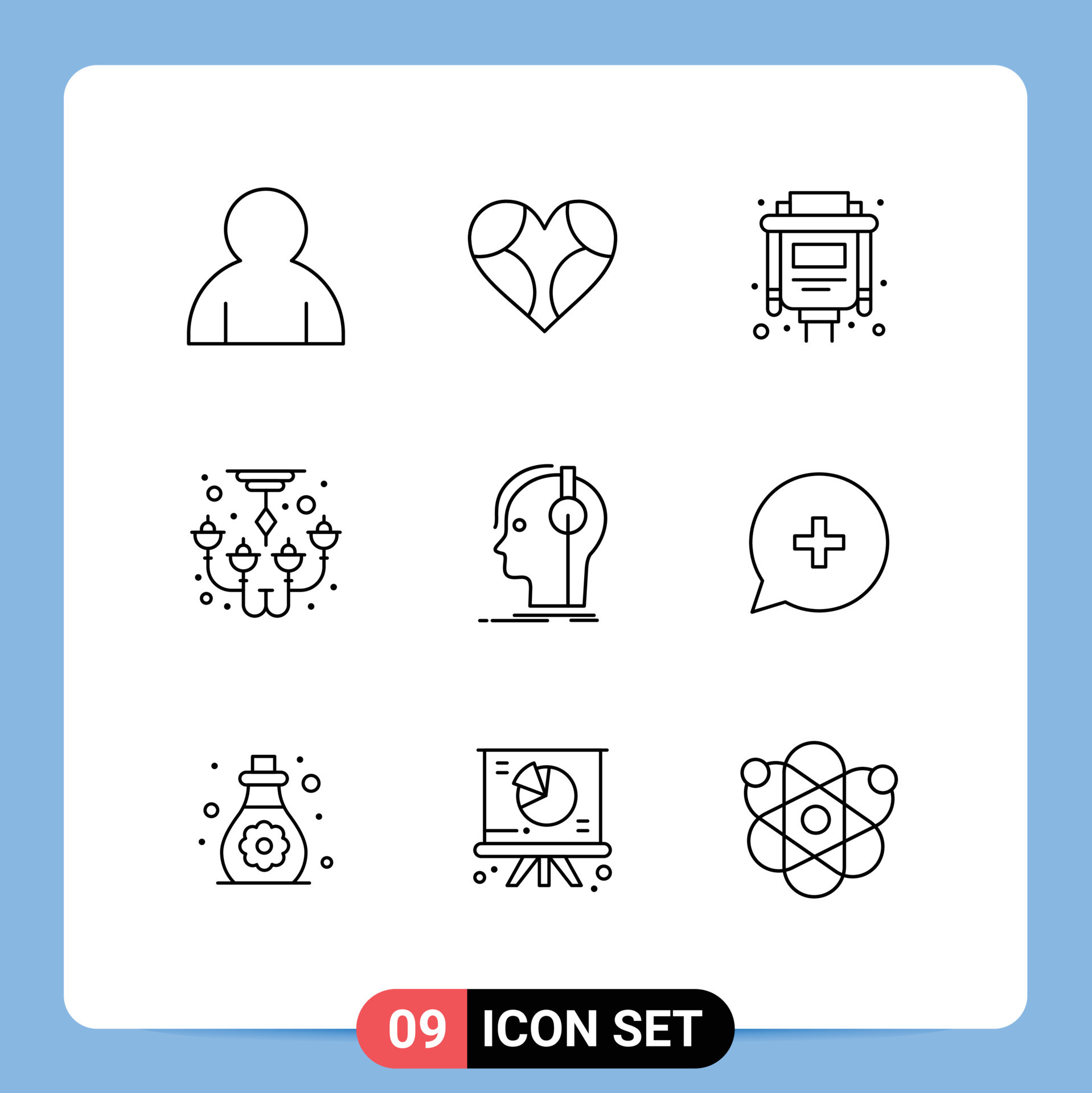 9 Thematic Vector Outlines and Editable Symbols of musician composer 