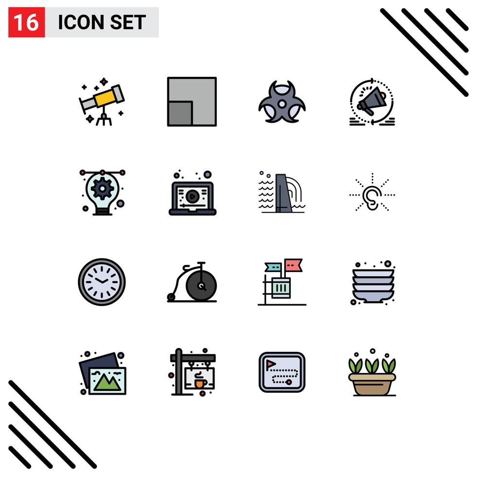 16 Creative Icons Modern Signs and Symbols of internet designing advertising bulb loudspeaker Editable Creative Vector Design Elements