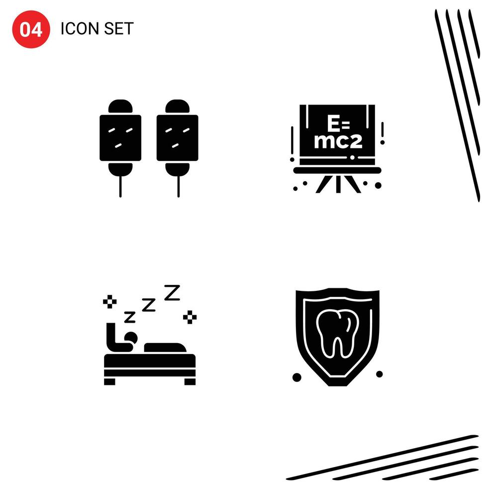 Modern Set of 4 Solid Glyphs Pictograph of corn bedroom fried formula cleaning Editable Vector Design Elements