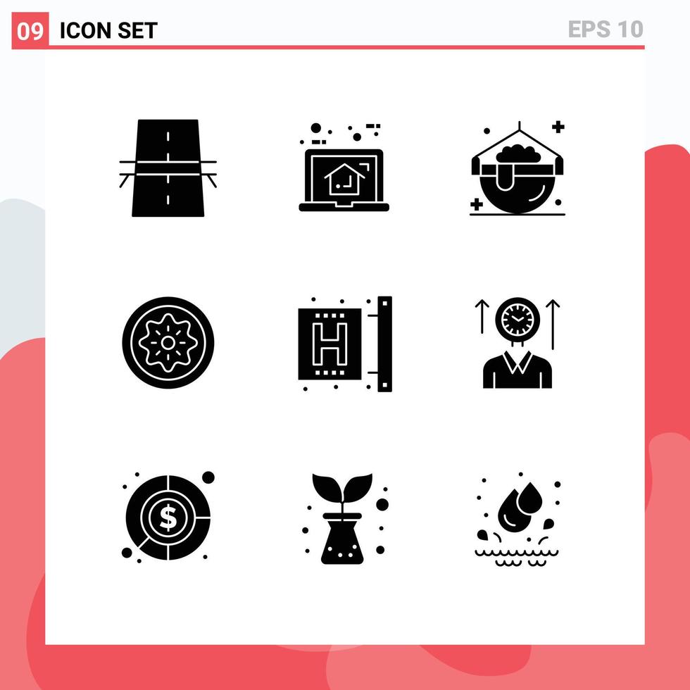 Pictogram Set of 9 Simple Solid Glyphs of kiwi food plan drink magic Editable Vector Design Elements