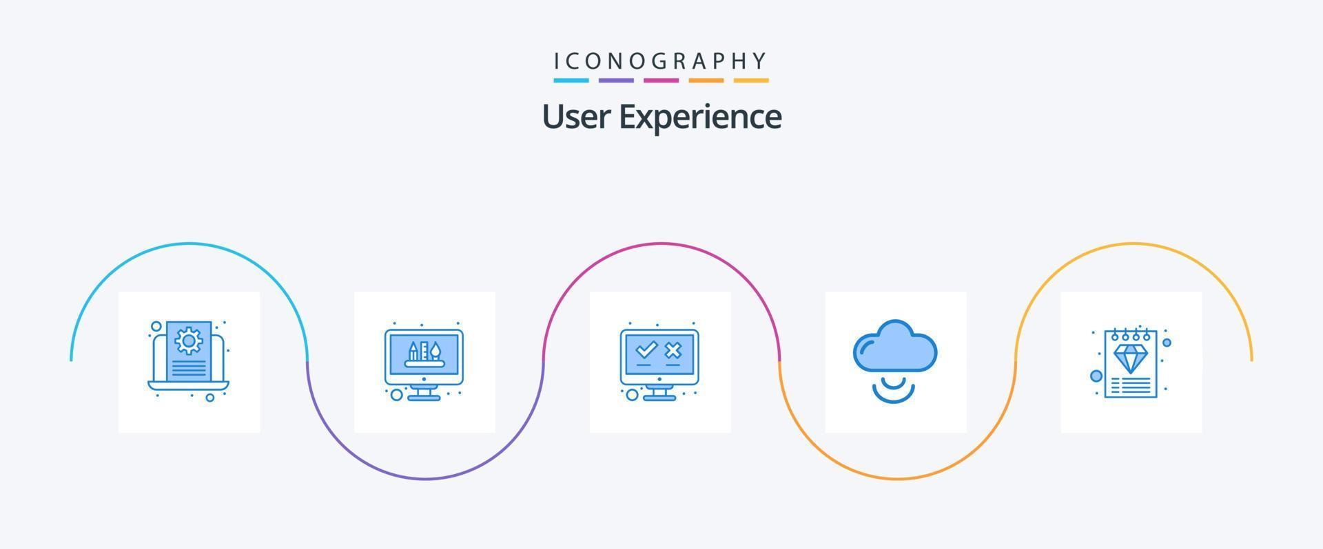 experiencia de usuario paquete de iconos azul 5 que incluye lujo. Wifi. ordenador portátil. señal. multimedia vector