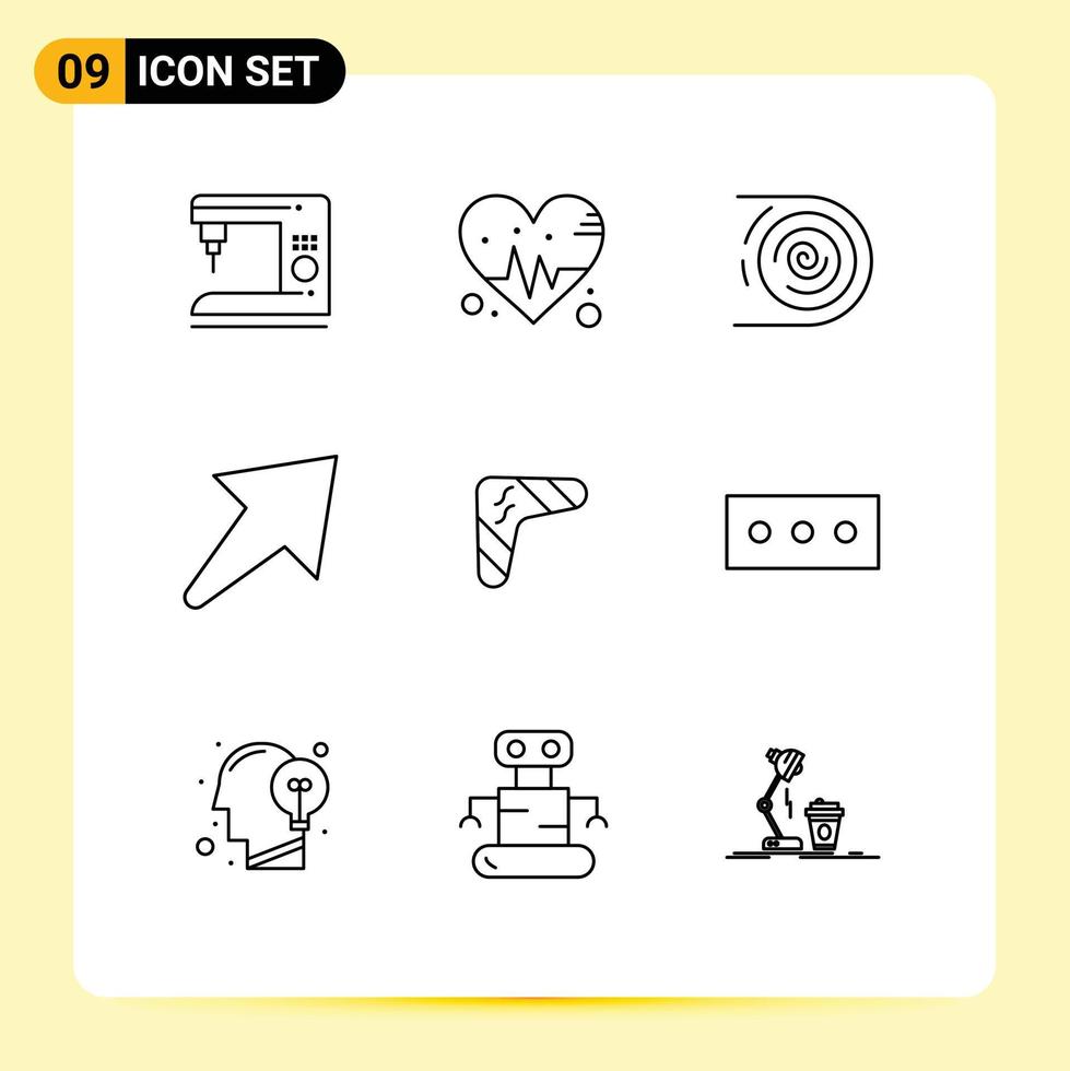 9 Thematic Vector Outlines and Editable Symbols of boomerang australia circulation u arrow Editable Vector Design Elements