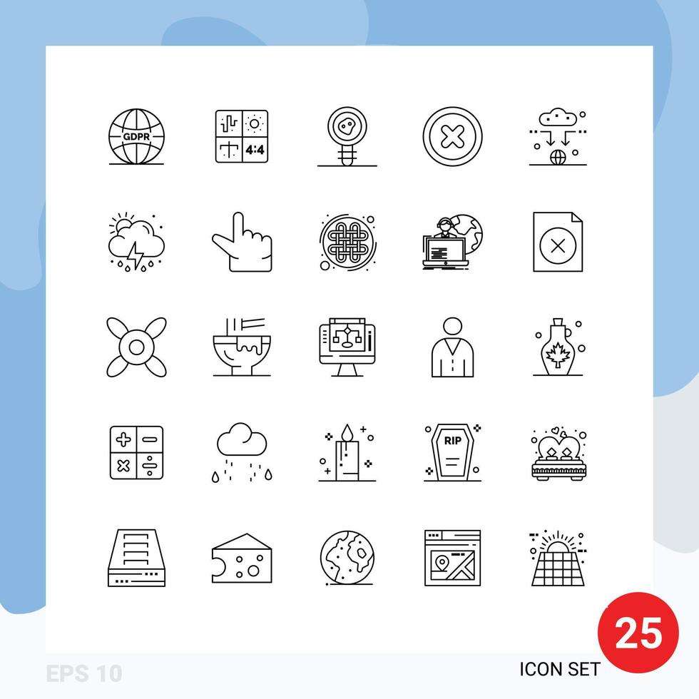 Modern Set of 25 Lines Pictograph of connect ui process canceled microbiology Editable Vector Design Elements
