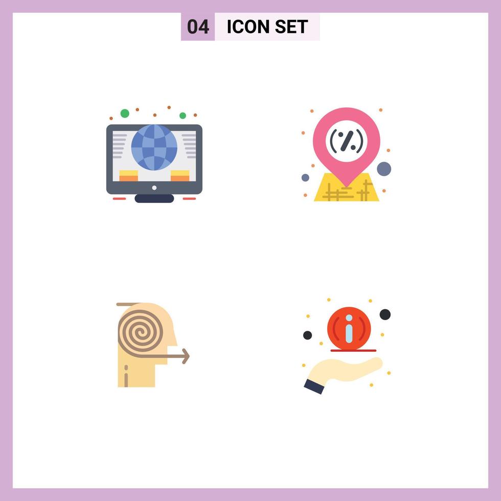 Modern Set of 4 Flat Icons and symbols such as online business coins market focus Editable Vector Design Elements