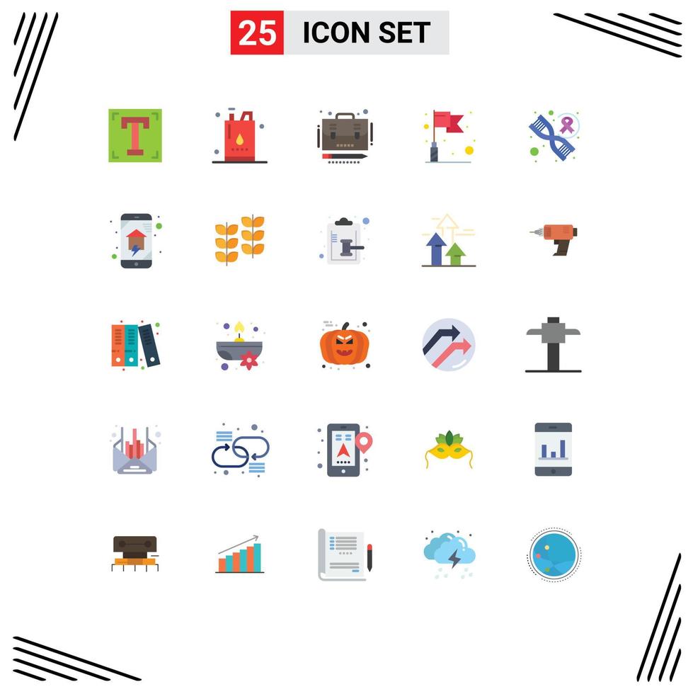 Modern Set of 25 Flat Colors and symbols such as dna success oil flag portfolio Editable Vector Design Elements