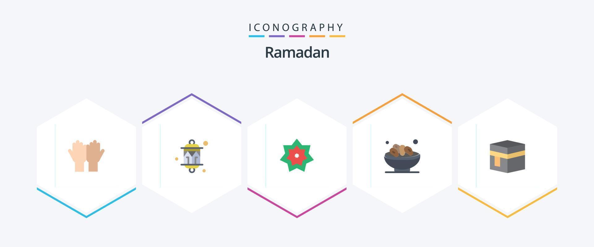 Ramadan 25 Flat icon pack including islam. bowl. lantern. ramadan. kareem vector