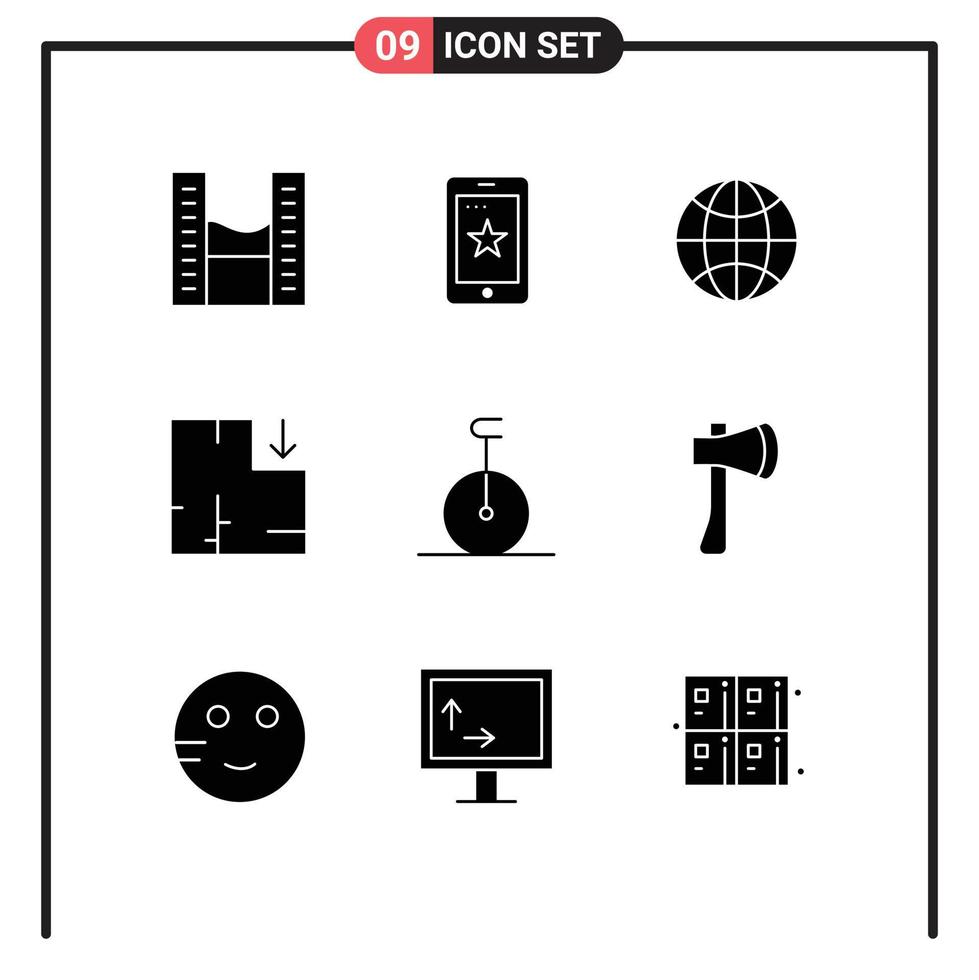 User Interface Pack of 9 Basic Solid Glyphs of transport circus internet scheme apartment Editable Vector Design Elements