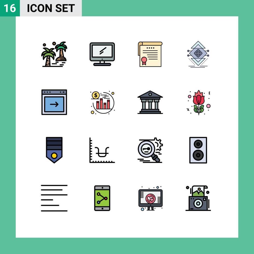 Universal Icon Symbols Group of 16 Modern Flat Color Filled Lines of science data imac computing degrees Editable Creative Vector Design Elements