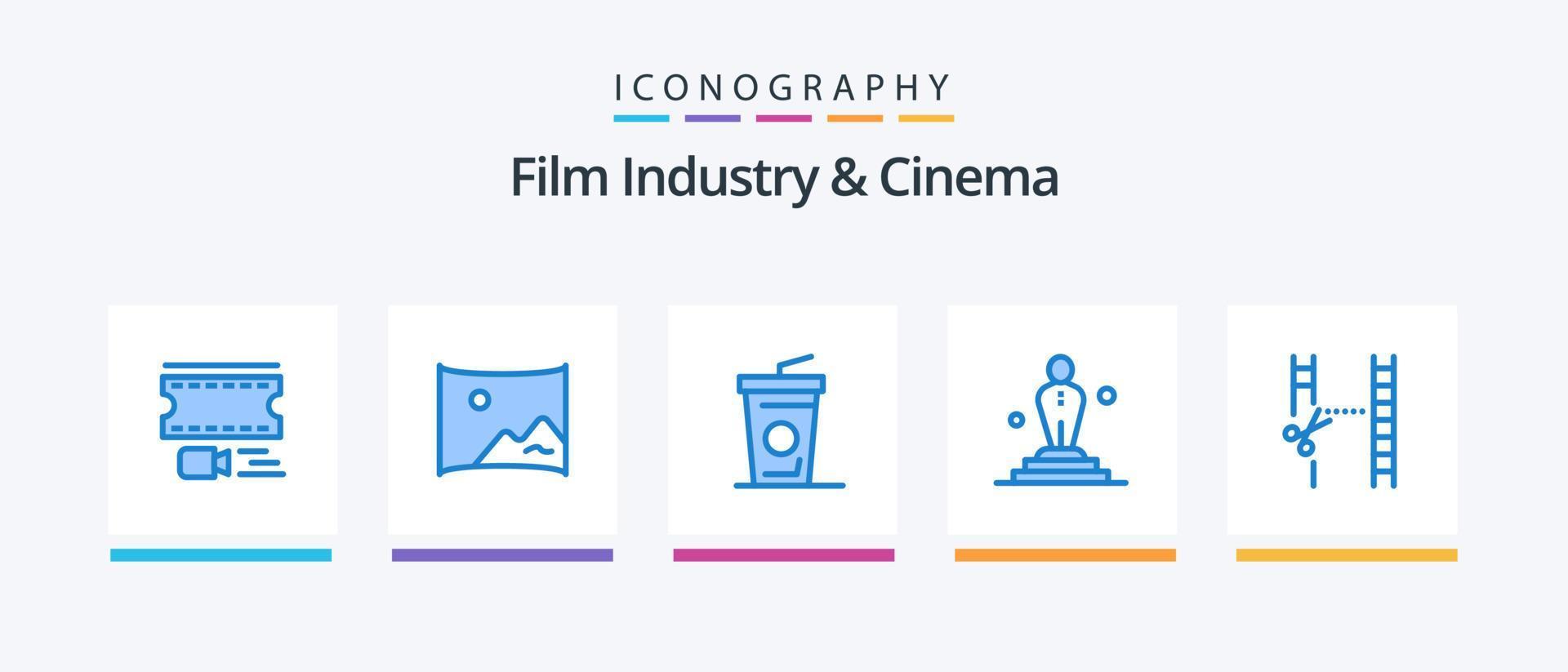 Cenima Blue 5 Icon Pack Including cutting. cinema. beverage. oscar. film. Creative Icons Design vector