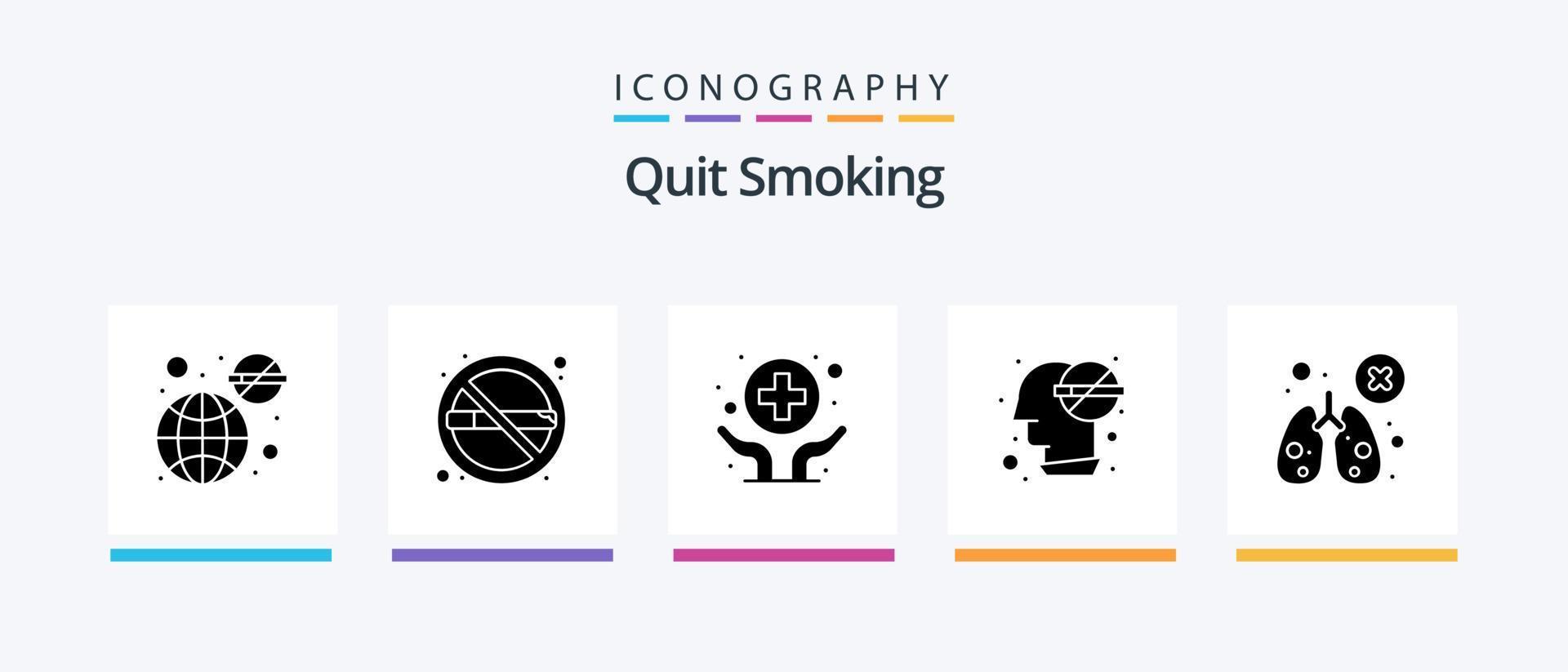 Quit Smoking Glyph 5 Icon Pack Including health. brain. cigarette. service. medicine. Creative Icons Design vector