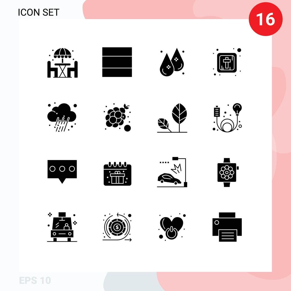 Stock Vector Icon Pack of 16 Line Signs and Symbols for bunch of grapes prediction liquid news religious Editable Vector Design Elements