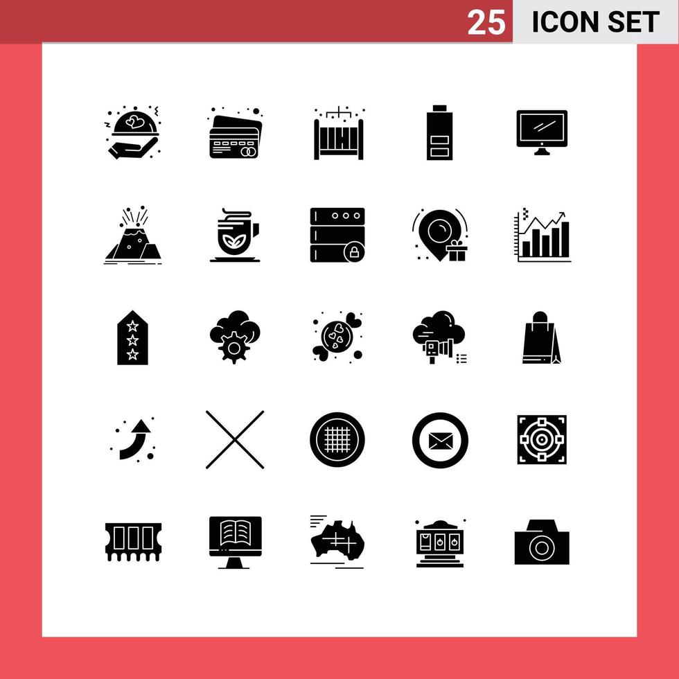 Stock Vector Icon Pack of 25 Line Signs and Symbols for pc device living monitor multimedia Editable Vector Design Elements