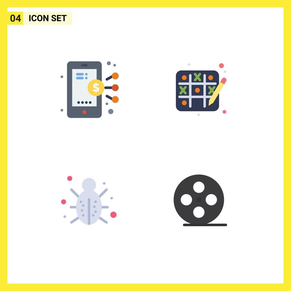Pack of 4 creative Flat Icons of digital network share hobby security Editable Vector Design Elements
