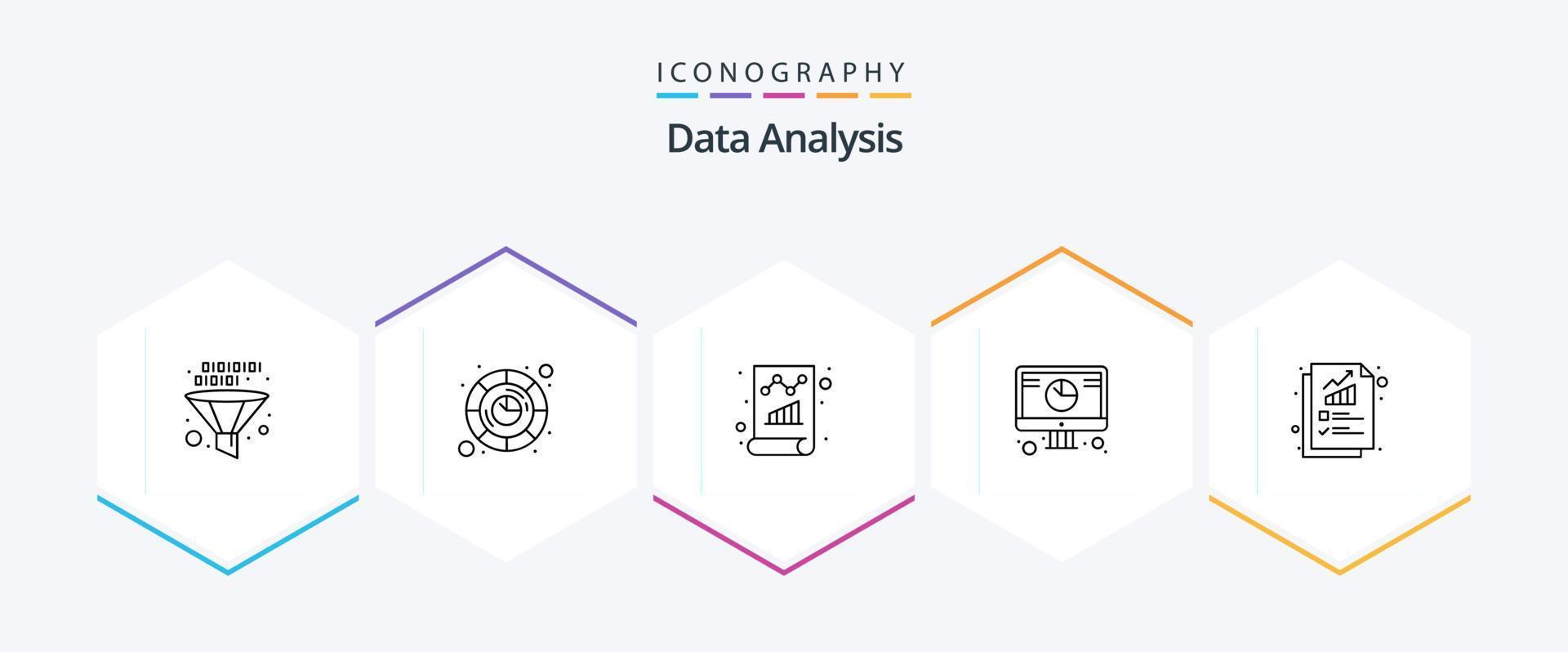 Data Analysis 25 Line icon pack including graph. database. graph. online analysis. monitoring vector