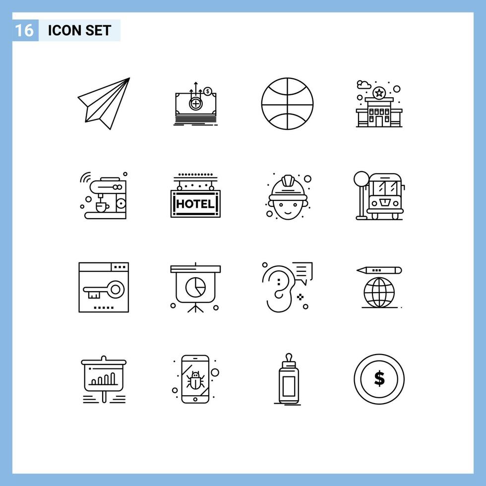 16 Creative Icons Modern Signs and Symbols of internet station transfer police holiday Editable Vector Design Elements