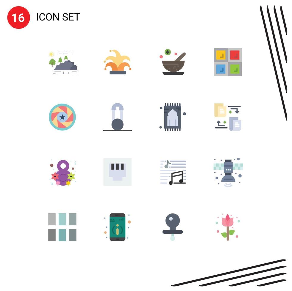 Set of 16 Modern UI Icons Symbols Signs for logo aperture mardi gras window construction Editable Pack of Creative Vector Design Elements