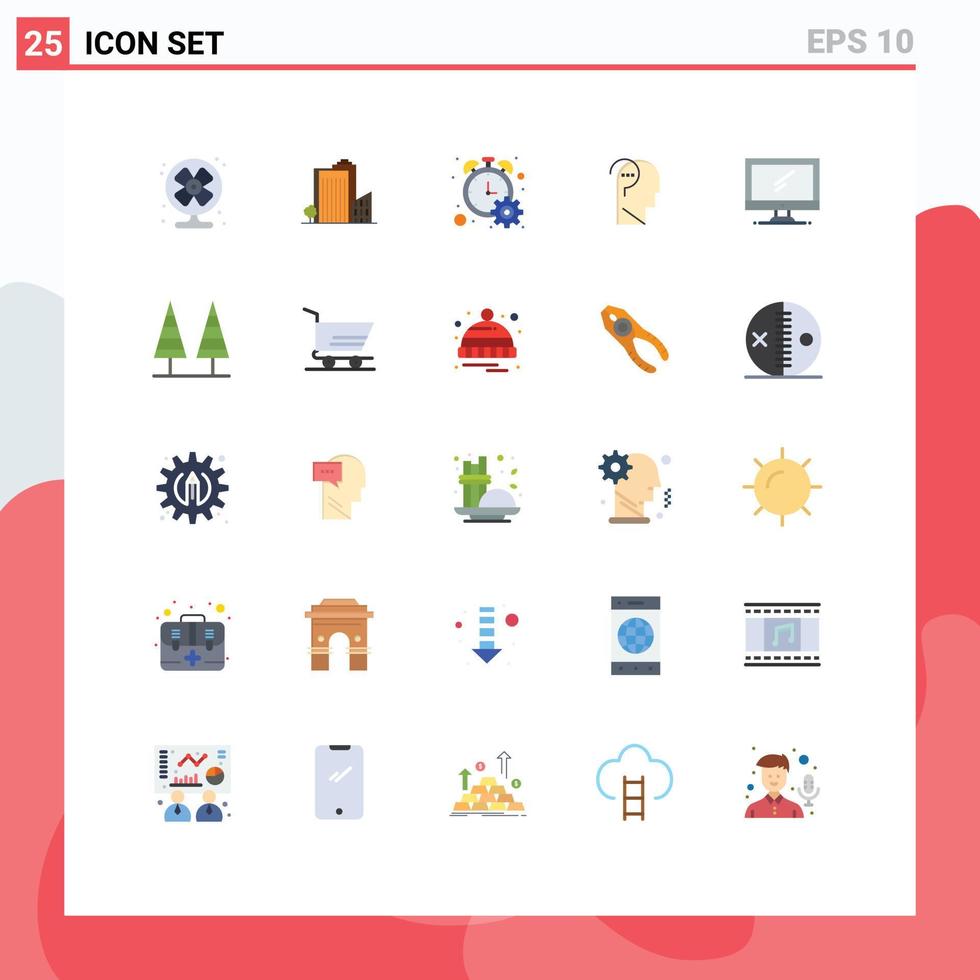 Group of 25 Modern Flat Colors Set for computer confuse mind real estate confuse brain timer Editable Vector Design Elements