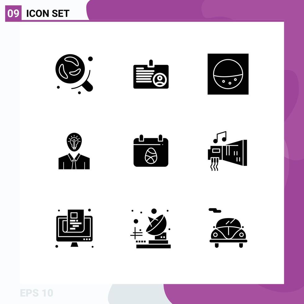 Universal Icon Symbols Group of 9 Modern Solid Glyphs of easter calender machine growth success Editable Vector Design Elements