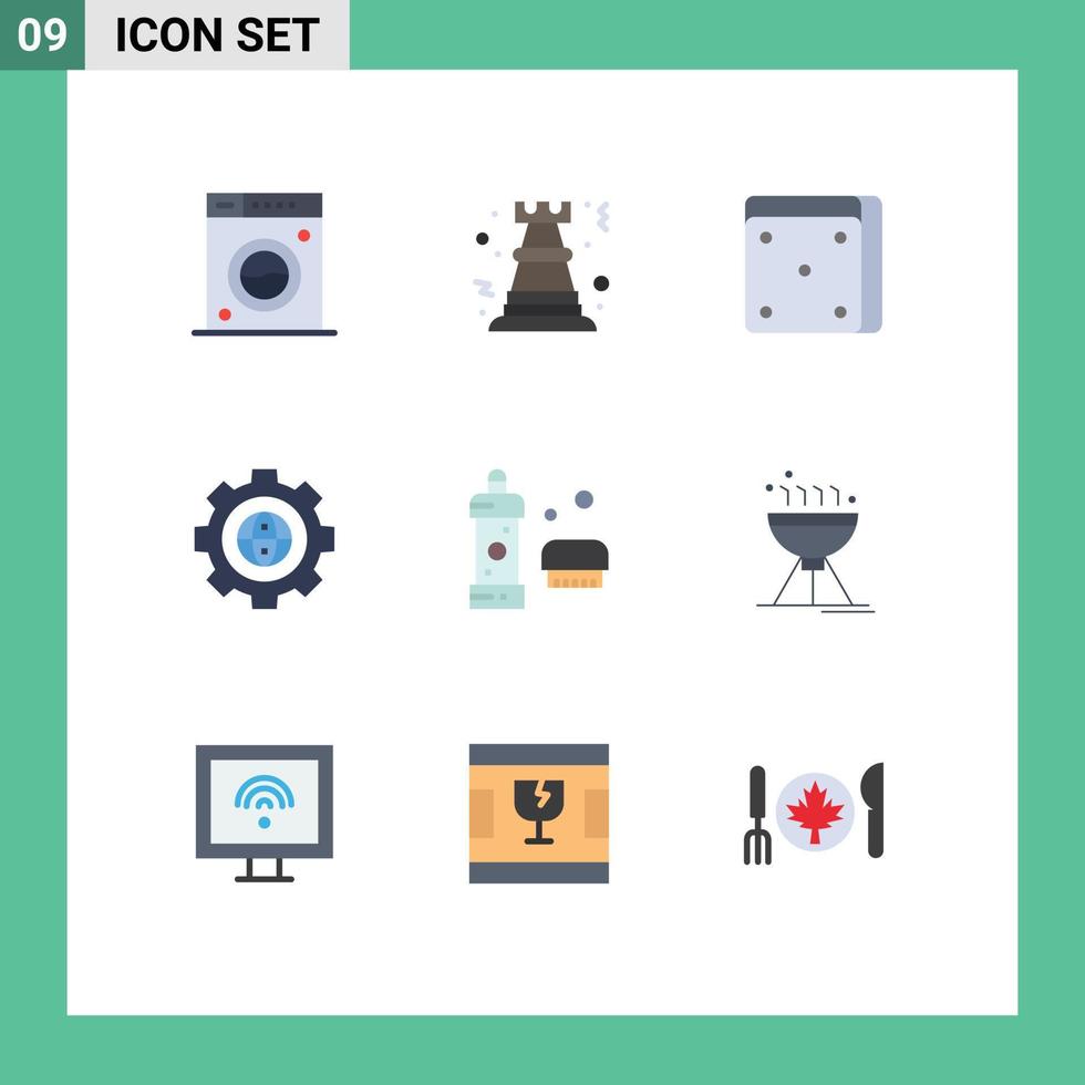 Group of 9 Flat Colors Signs and Symbols for bath development strategy design browser Editable Vector Design Elements