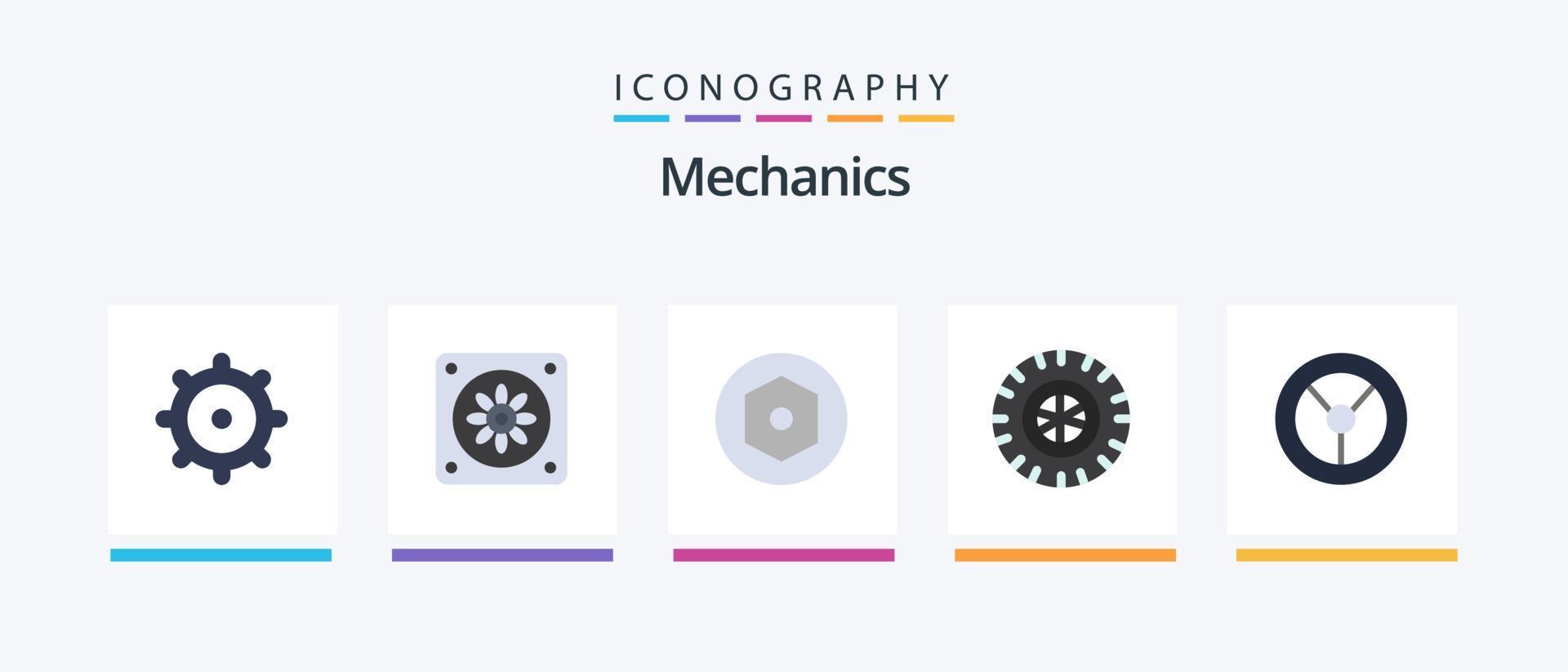 Mechanics Flat 5 Icon Pack Including . tire. . Creative Icons Design vector