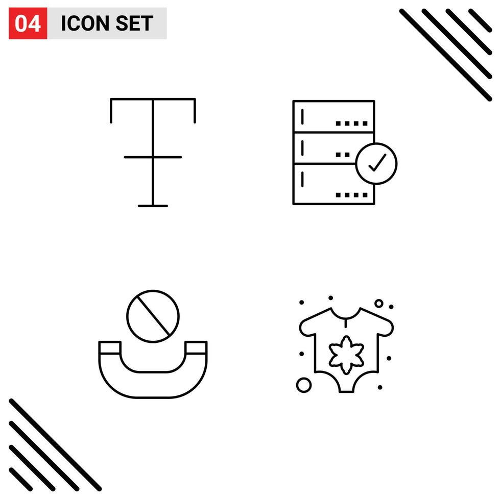 Set of 4 Commercial Filledline Flat Colors pack for font deny approve check baby Editable Vector Design Elements