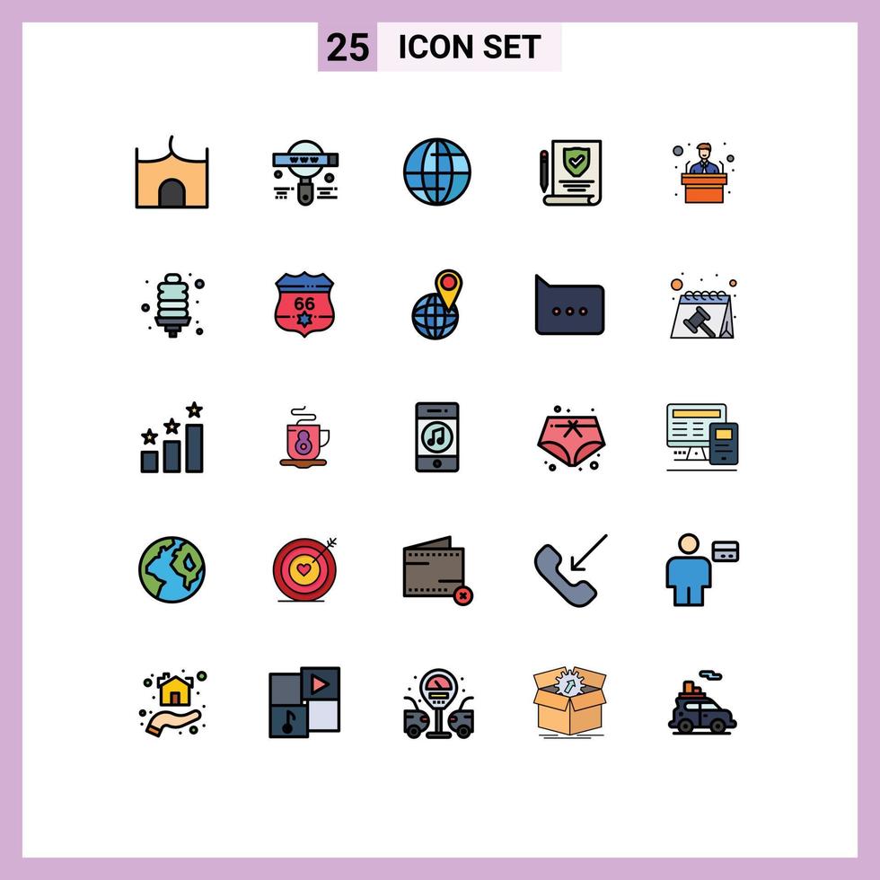 25 Creative Icons Modern Signs and Symbols of training conference web policy insurance Editable Vector Design Elements