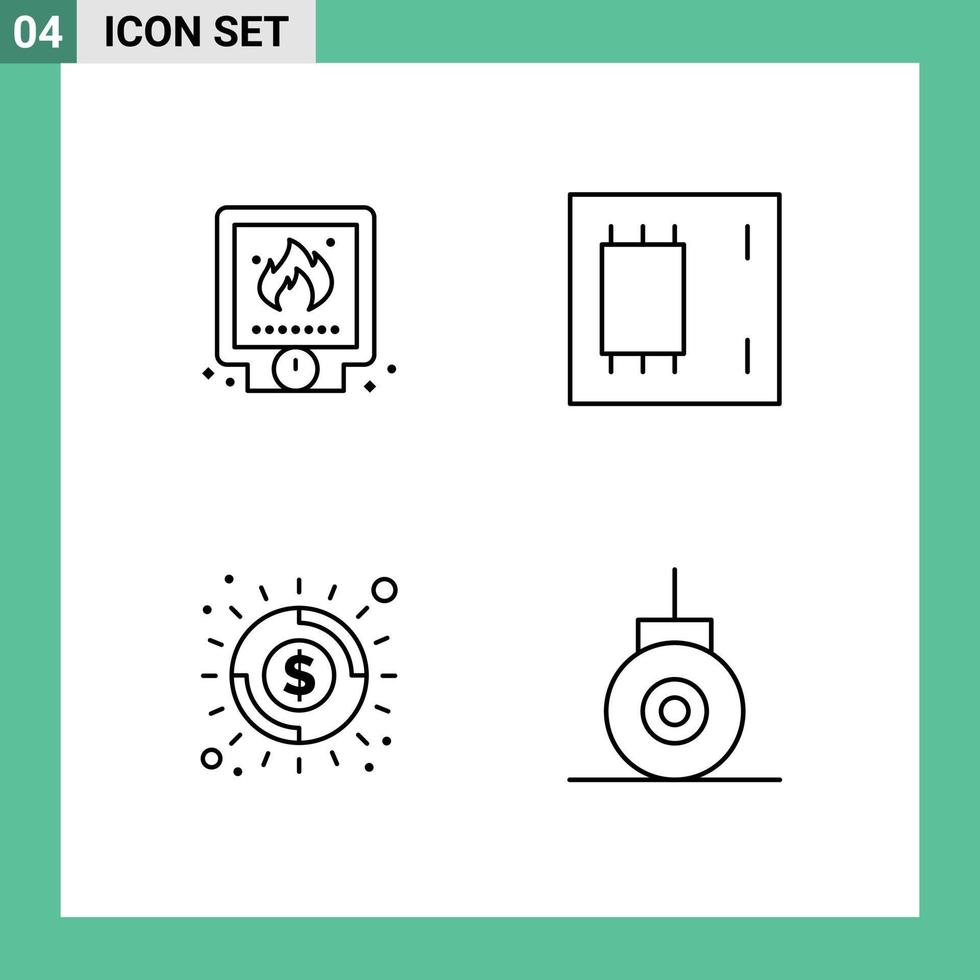 4 Creative Icons Modern Signs and Symbols of mechanical products system devices economy Editable Vector Design Elements