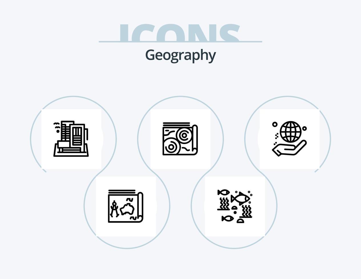 Geo Graphy Line Icon Pack 5 Icon Design. cover. passport. states. travel. map vector