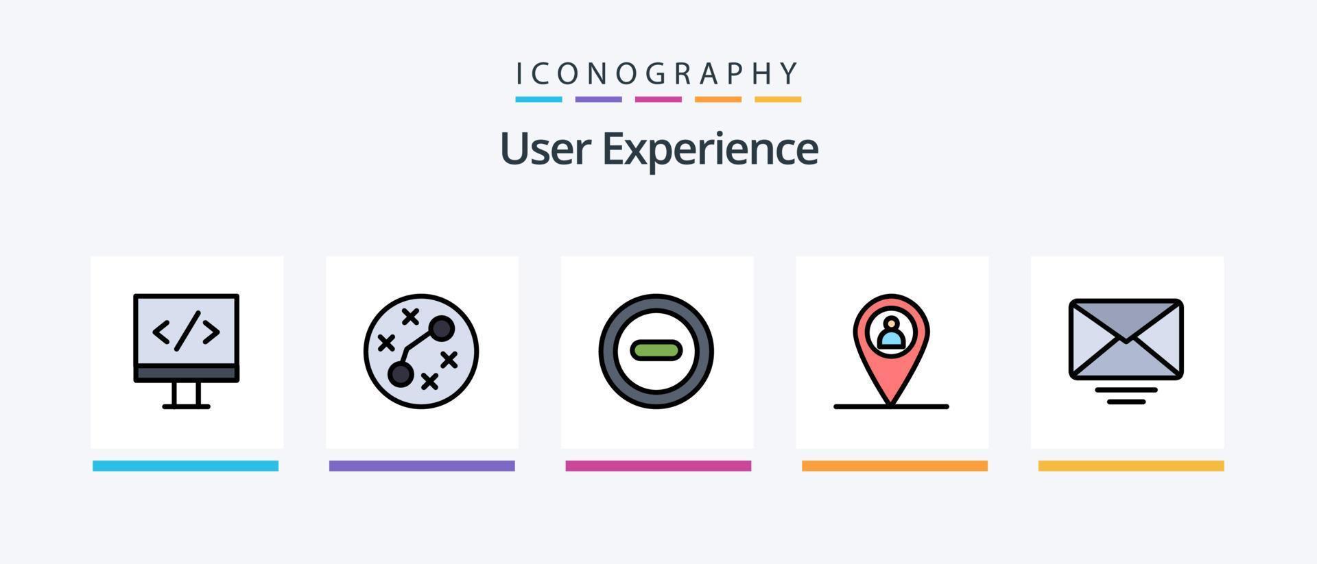 User Experience Line Filled 5 Icon Pack Including letter . man. map .. Creative Icons Design vector