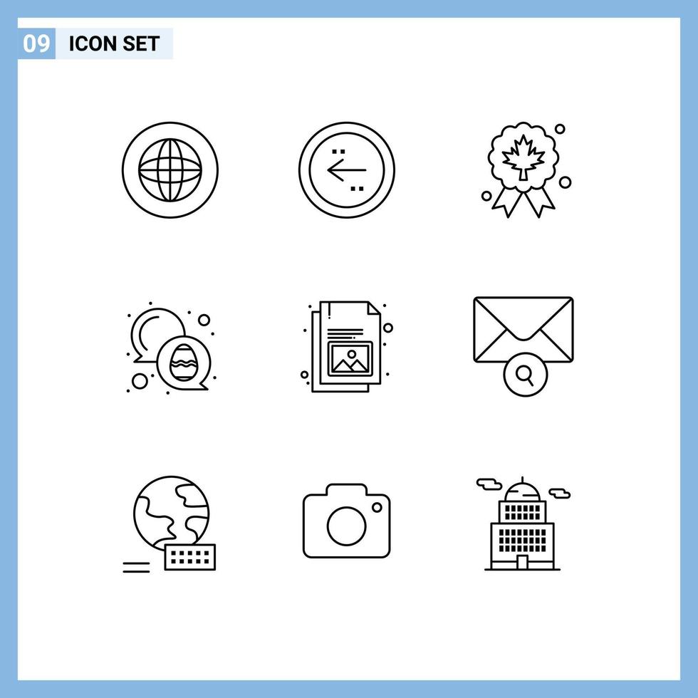 Pictogram Set of 9 Simple Outlines of egg color direction chat badge Editable Vector Design Elements