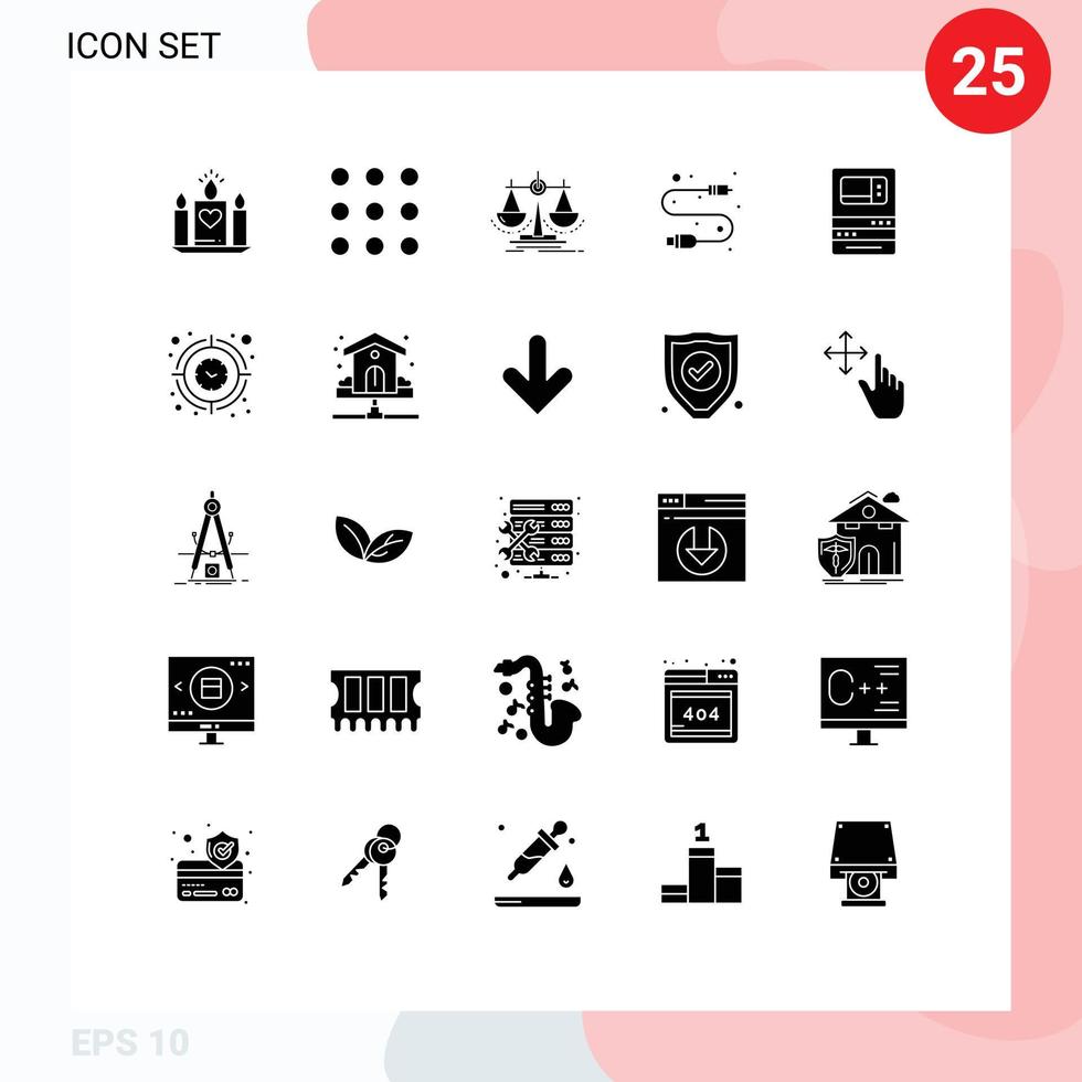 Modern Set of 25 Solid Glyphs and symbols such as bank wire decision usb cable Editable Vector Design Elements