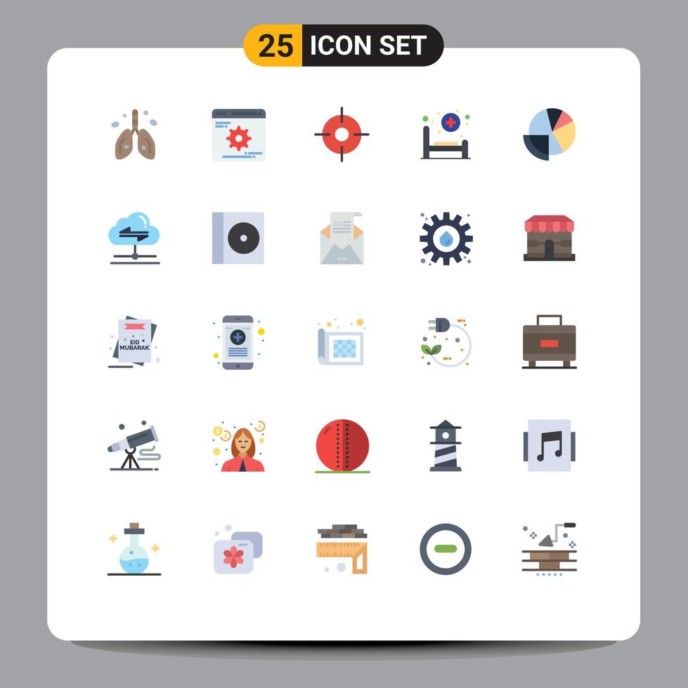 Pack of 25 Modern Flat Colors Signs and Symbols for Web Print Media such as analysis care optimization patient bed Editable Vector Design Elements
