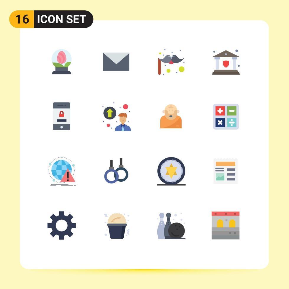 16 Creative Icons Modern Signs and Symbols of security locked carnival shield insurance Editable Pack of Creative Vector Design Elements
