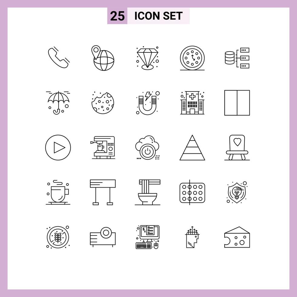 25 Creative Icons Modern Signs and Symbols of servers timer premium time clocks Editable Vector Design Elements