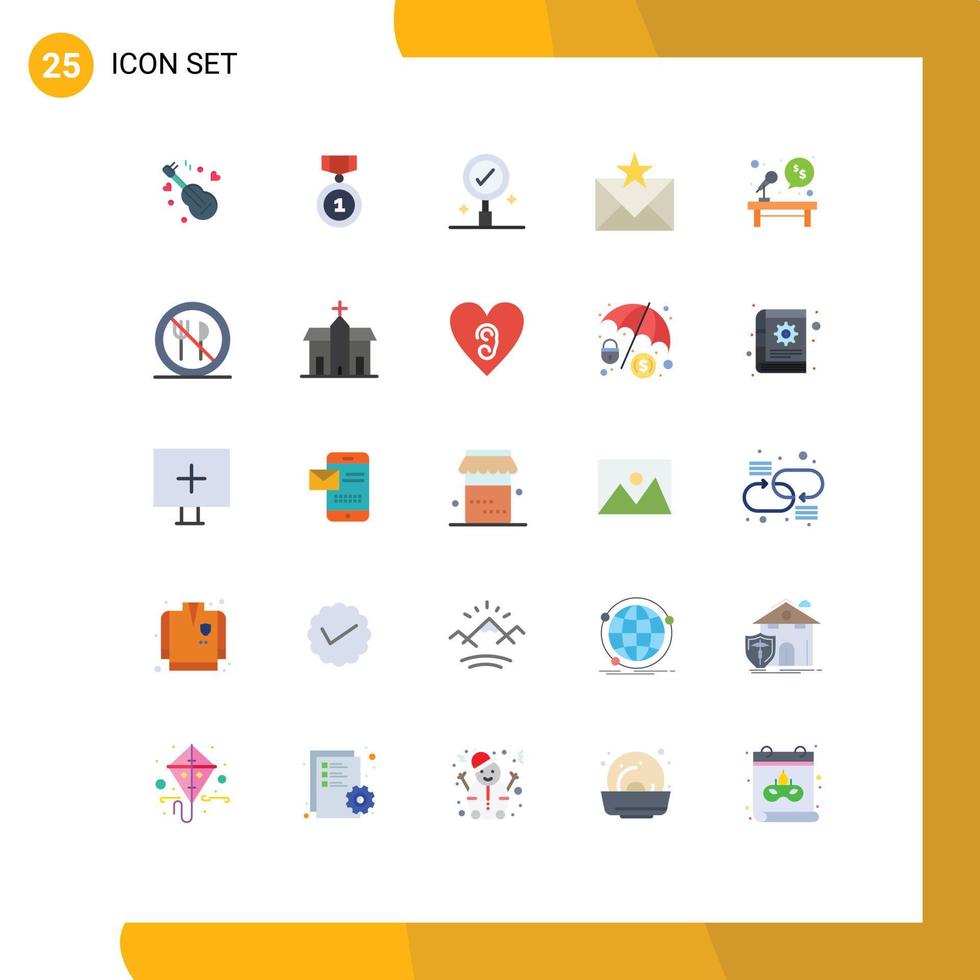 Set of 25 Modern UI Icons Symbols Signs for election favorites business favorites email Editable Vector Design Elements