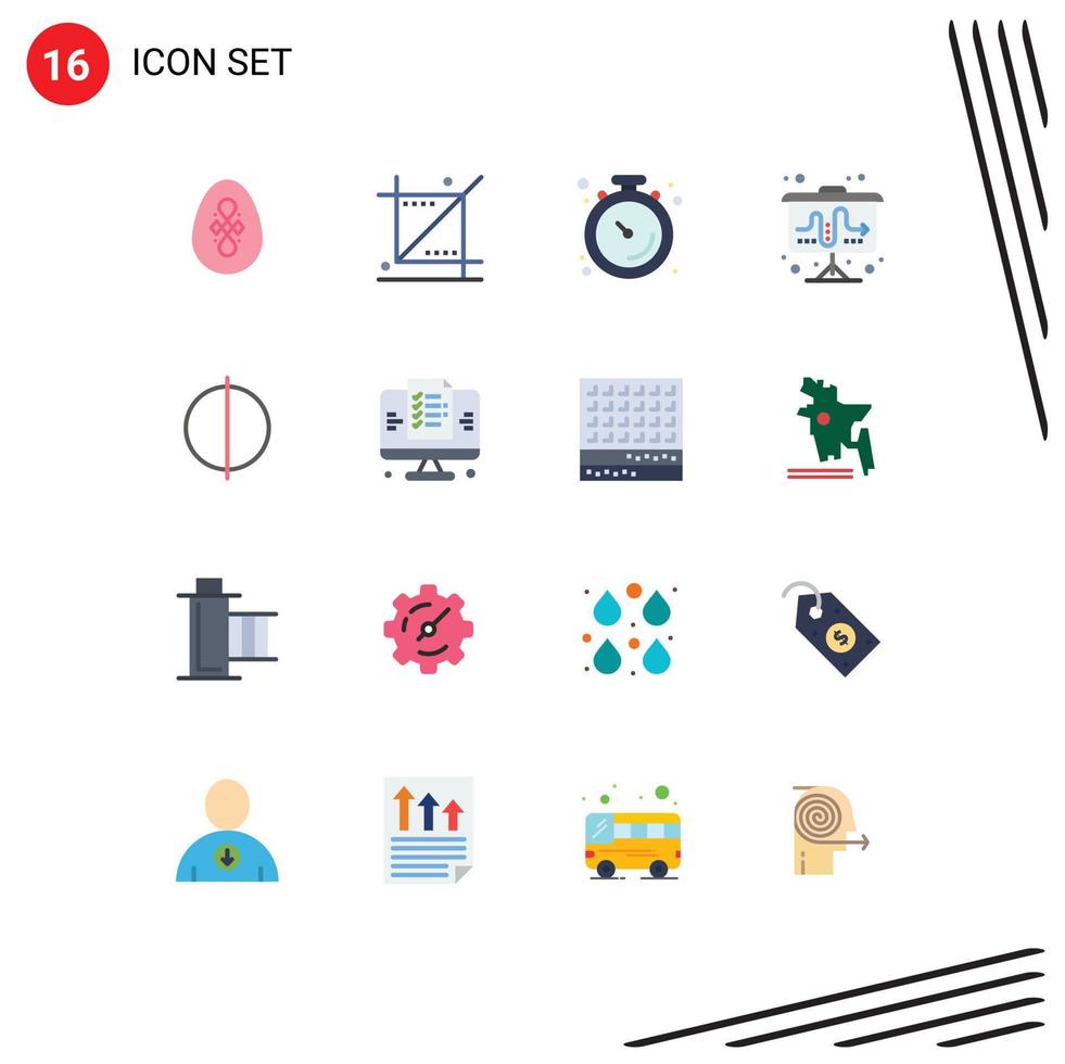 Group of 16 Modern Flat Colors Set for antialiasing strategy tools market stopwatch Editable Pack of Creative Vector Design Elements